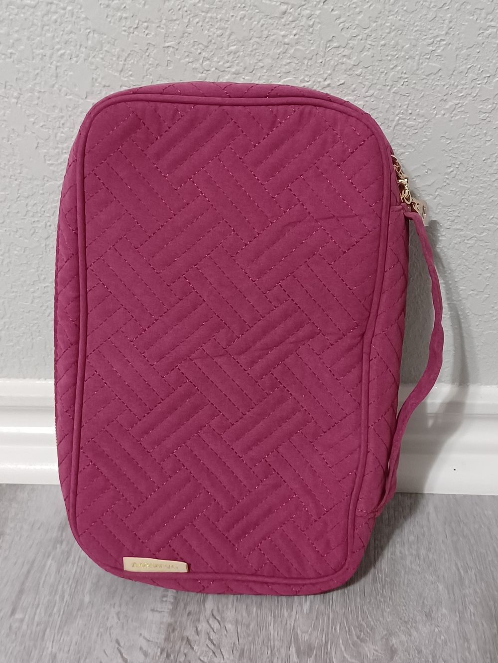 BAGSMART Quilted Travel Jewelry Case - Hot Pink